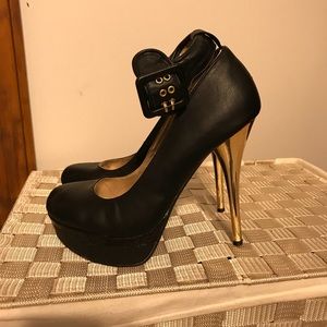 Black with gold heels
